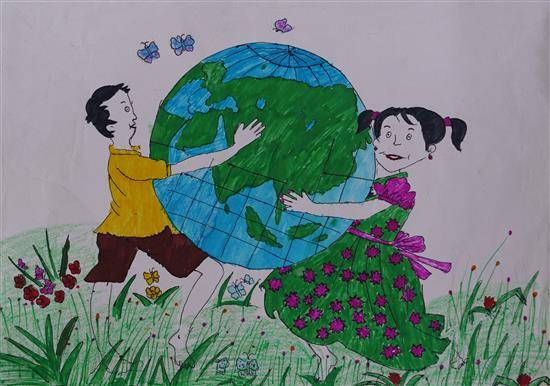 Painting by Sharada Wak - Friendship with Earth