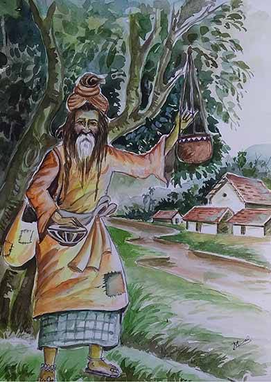 Painting by Mithun Das - Gram Bangla and Baul