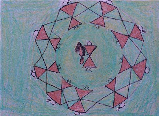 Painting by Hemlata Bhovare - Dance of Tribal People