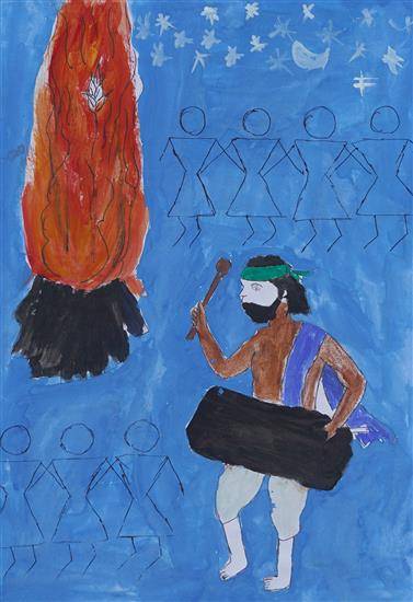 Painting by Ratna Khadake - Drum player