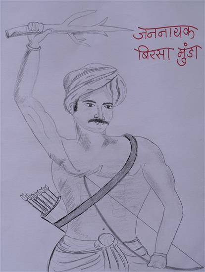 Painting by Maruti Ghandare - Great Revolutionary Birsa Munda