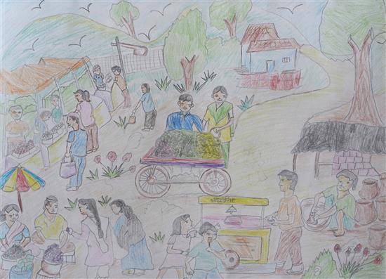 market drawing for kids