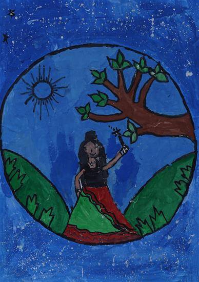 Painting by Durgesh Valapure - Fairy holding magic stick