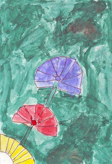 Painting by Prem Bhadange - Origami flower's painting