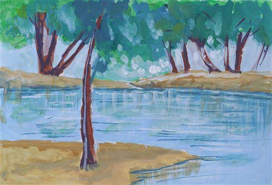 Painting by Komal Lokhande - The river flow