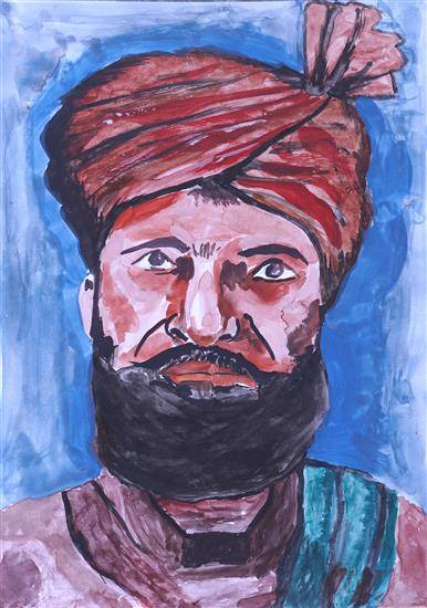 Painting by Hemant Chaudhari - A warrior in tribe