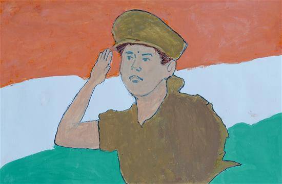 Painting by Rita Gore - My wish to be a Police Officer