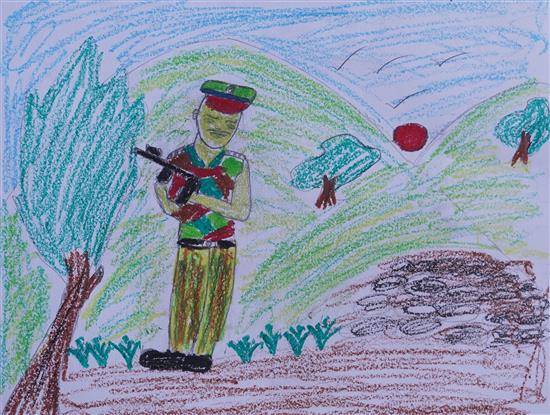 Painting by Kartik Ghandare - A responsible soldier