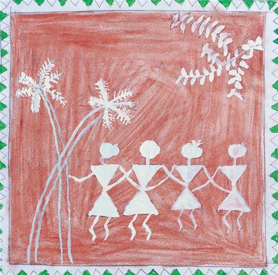 Painting by Naina Uike - Tribal Women