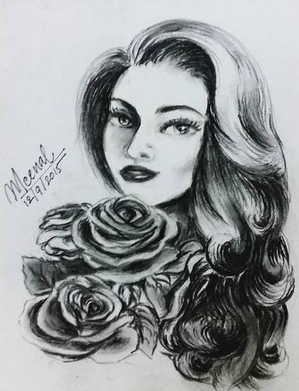 Painting by Meenal Chandra Acharya - Charming Beauty