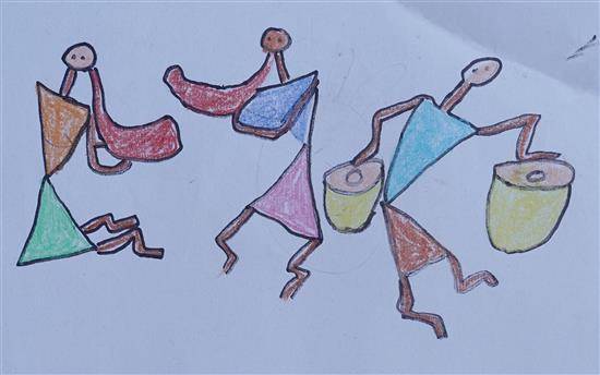 Painting by Abhay Gavali - Fun in tribe