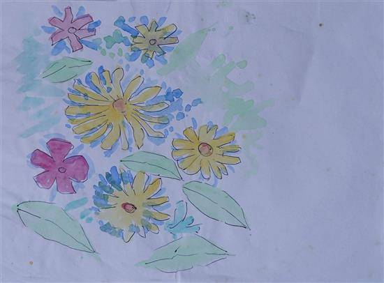 Painting by Janhavi Usendi - Beautiful flowers