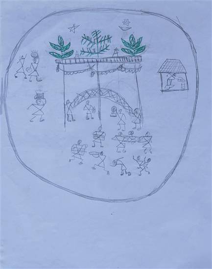 Painting by Raju Pungati - Tribal marriage ceremony