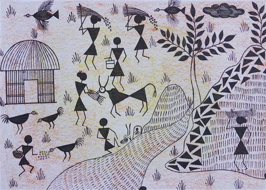 Painting by Prachee Vangad - Tribal painting style