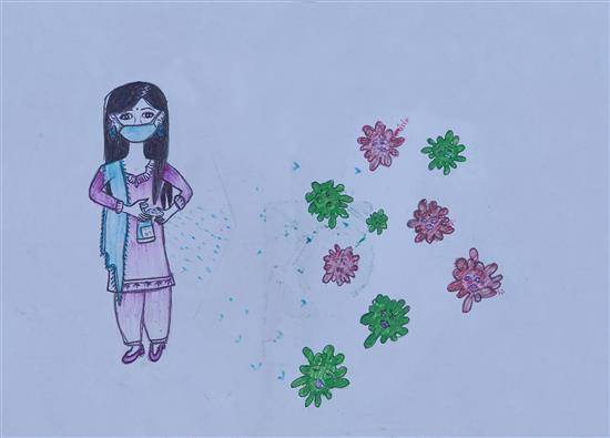 Painting by Ujvala Padvi - Wear surgical mask