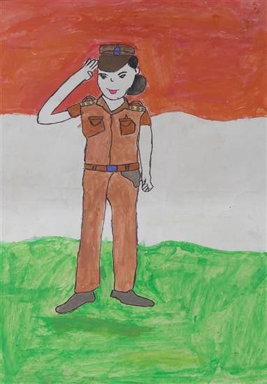 Painting by Sadhana Bambale - A lady Police