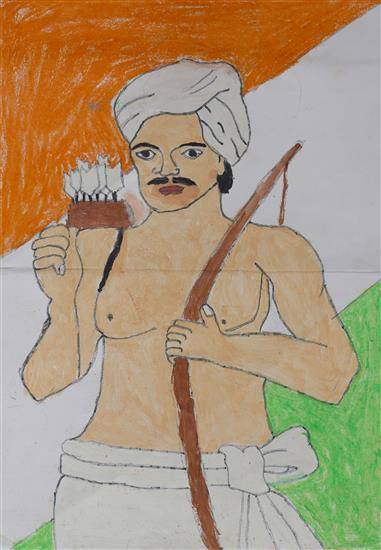 Painting by Ketan Kachare - A tribal soldier