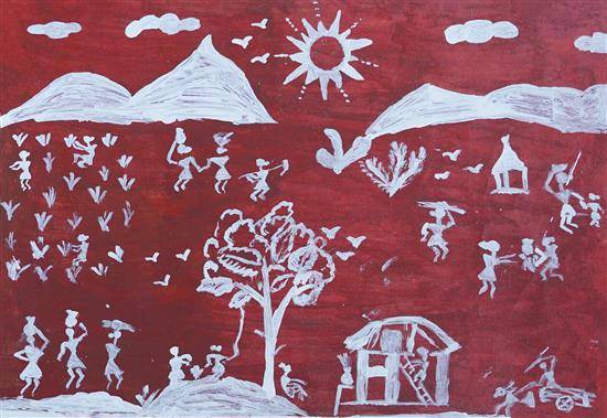Painting by Suvarna Zole - Scenery of village