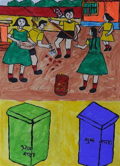 Painting by Sunita Dhongade - Keep your school clean