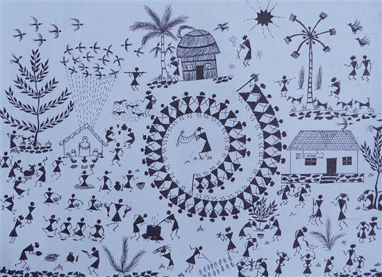 Painting by Rutika Dhinde - Drawing of tribal art