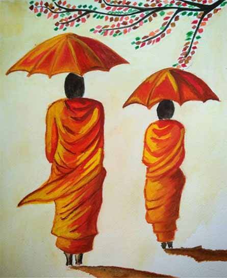 Painting by Mumu Ghosh - Sainthood: A journey of learning