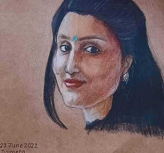 Painting by Dameta Priyaviri Dhillon - Looking behind