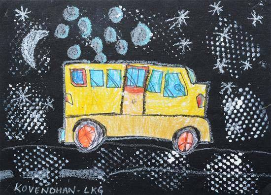 Painting by Kovendhan V A - School bus