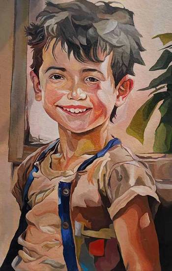 Painting by Debarpan Mal - Smiling boy