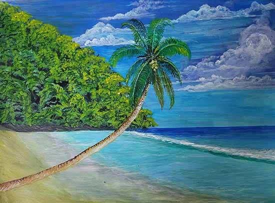 Painting by Rajat Kumar Das - Coconut Tree