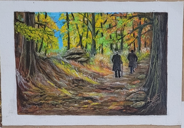 Painting by Rajat Kumar Das - Traveller in a jungle