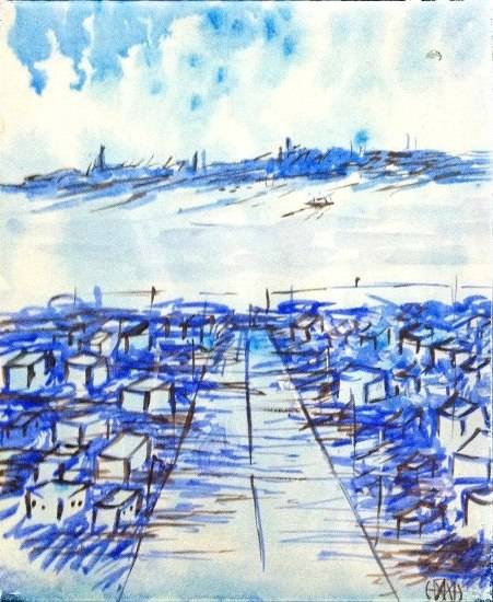 Painting by Ivan Gomes - A blue resurrection