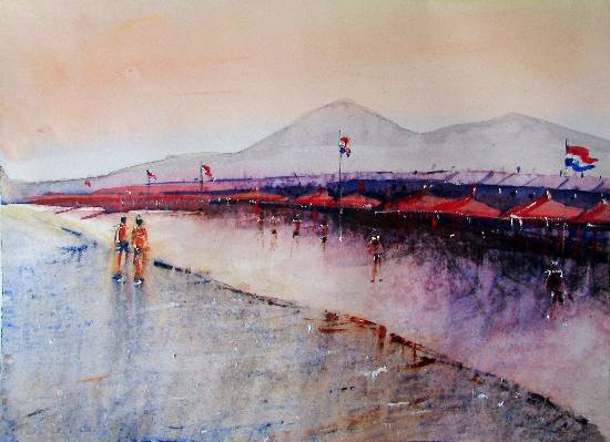 Painting by Ivan Gomes - BeachScape - I