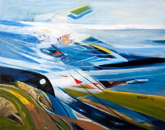 Painting by Bhalchandra Mandke - Life inside a fish tank