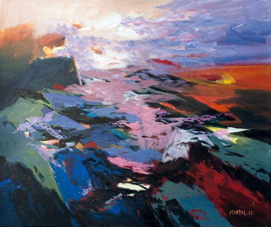 Paintings by Bhalchandra Mandke - View of the mountains from above