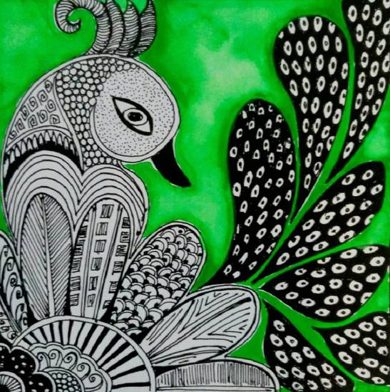 Paintings by Aparna Sudhakaran - Peacock Madhubani