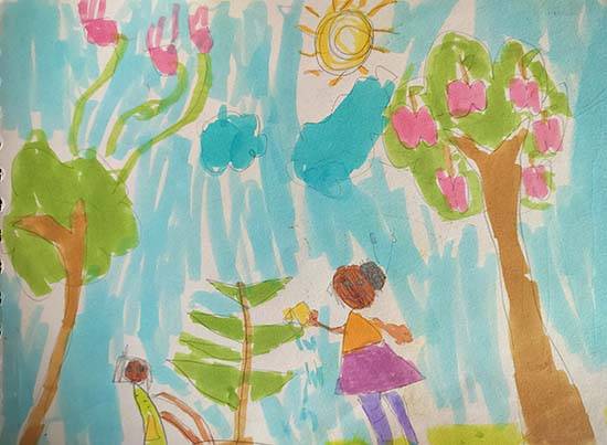 Painting by Riona Prashar - Planting trees