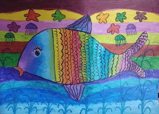 Painting by Moragala Theekshana - Rainbow Fish