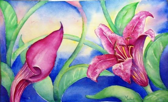 Paintings by Madhvi Dhanak - Pink Lilies