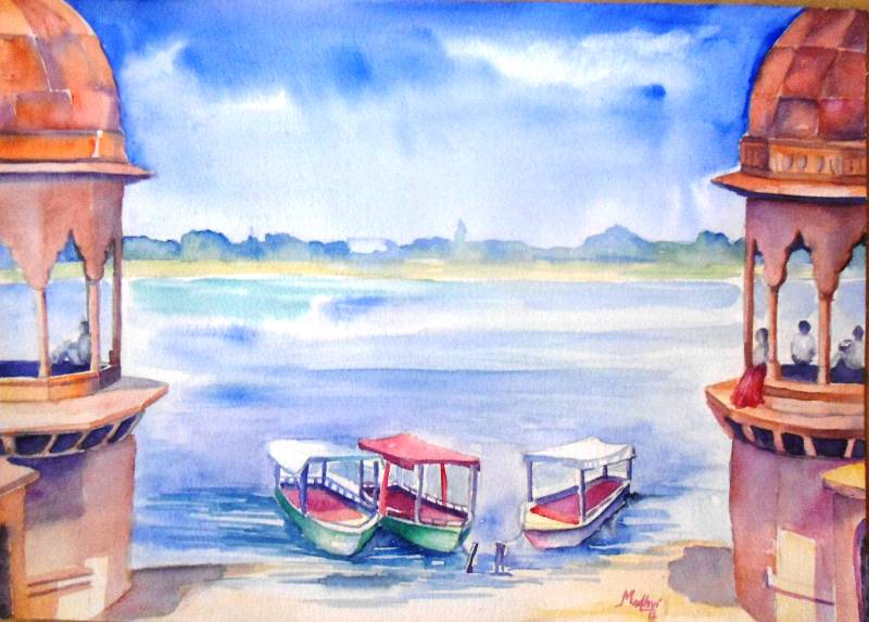 Paintings by Madhvi Dhanak - Ghats of Shree Yamuna
