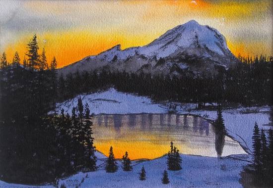 Painting by Dr Kanak Sharma - Purple mountains