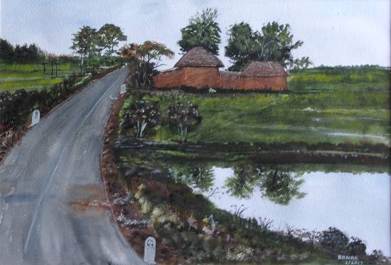 Paintings by Dr Kanak Sharma - Village Road
