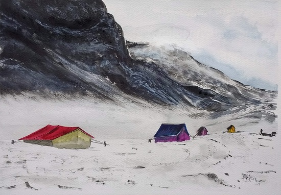 Paintings by Dr Kanak Sharma - Foothills of Himalayas