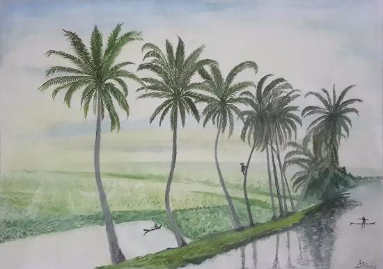 Painting by Bhalchandra Bapat - Kochi Rice Fields