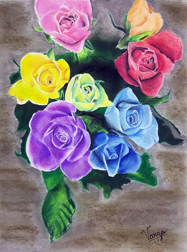 Painting by Varjavan Dastoor - Roses are