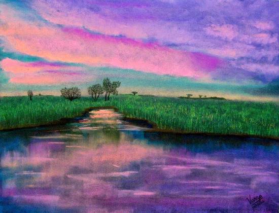 Painting by Varjavan Dastoor - Two Skies