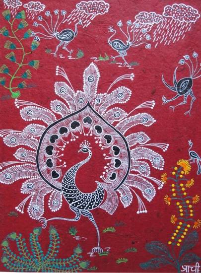 Painting by Prachi Gorwadkar - Peacocks Everywhere