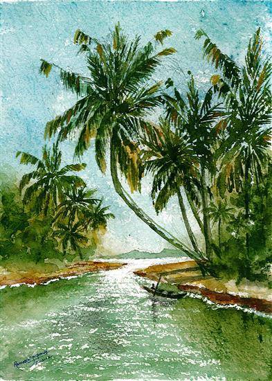 Paintings by Ramessh Barpande - Kerala Backwaters