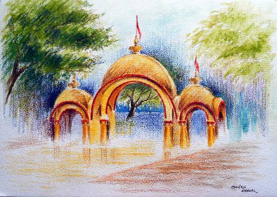 Painting by Sanika Dhanorkar - Temple Arch