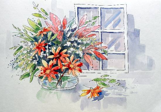 Painting by Sanika Dhanorkar - Flora by the Window