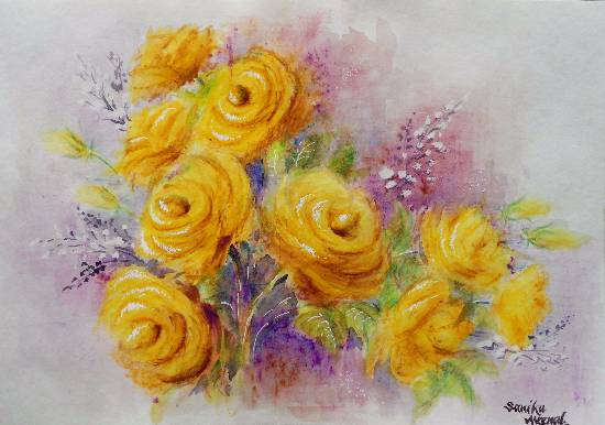 Painting by Sanika Dhanorkar - Yellow Roses